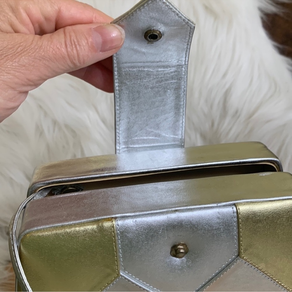 Vintage Barbara Bolan Metallic Ombre Geometric Shoulder Bag - Picture 4 of 16